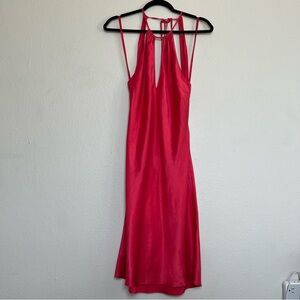 Vintage Victoria's Secret Y2K 100% Silk Hot Pink Halter Slip Dress